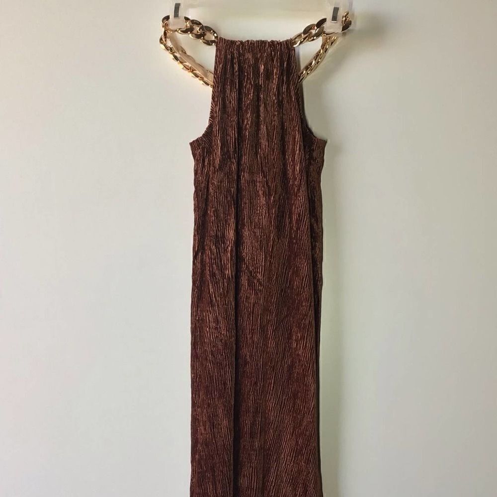 Bronx & Banco Cleopatra Rust Velvet Cutout Maxi Skirt Long Sleeve Gold Chain - Picture 6 of 15
